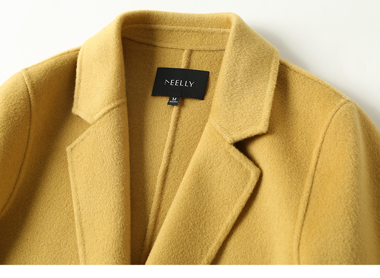 NEELLY Labuan 2018 mùa thu đông mới áo khoác nữ cashmere hai mặt dài - Accentuated eo áo măng tô nữ dáng dài