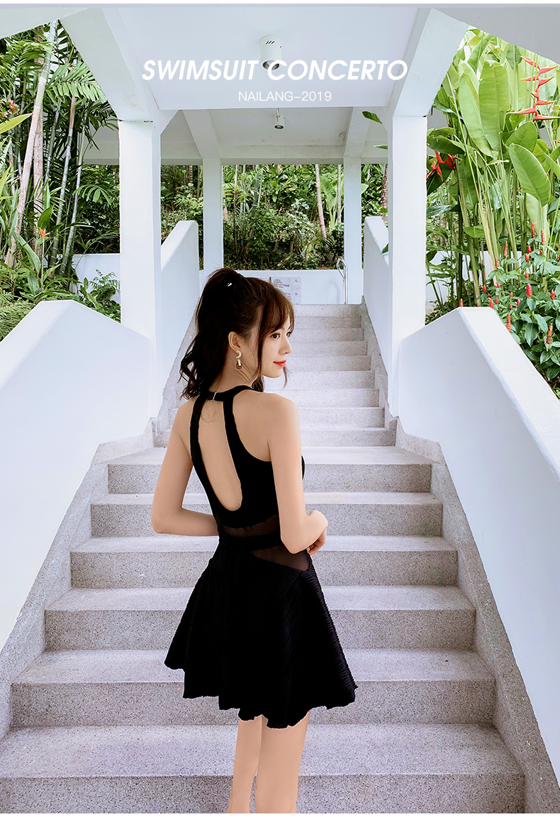 Áo cổ yếm gợi cảm nữ Xiêm váy che bụng nhỏ ngực thể thao thời trang dây buộc nóng xuân bên bờ biển Hàn Quốc ins - Bộ đồ bơi One Piece áo tắm nữ liền thân