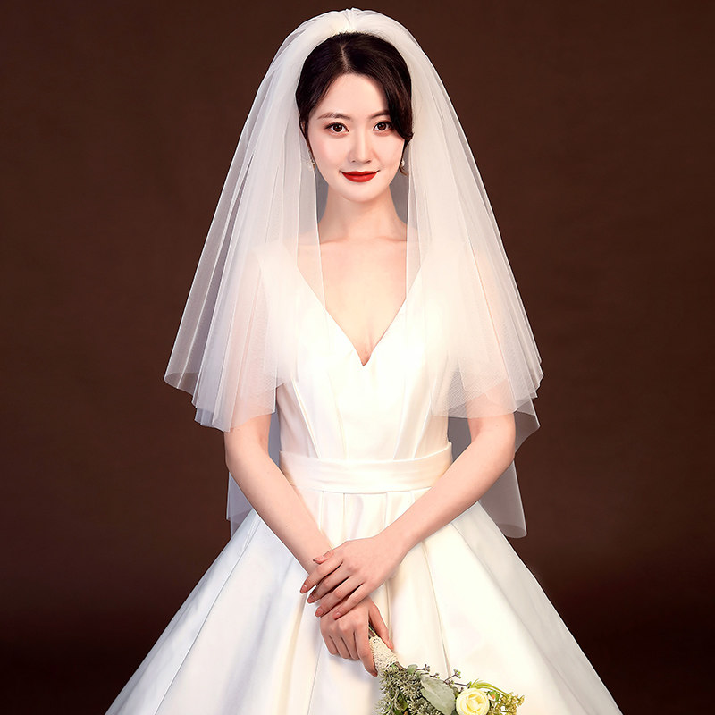 新款韩式新娘婚纱头纱,简约蓬蓬头纱如何打造梦幻婚礼?-头纱-淘宝好物网