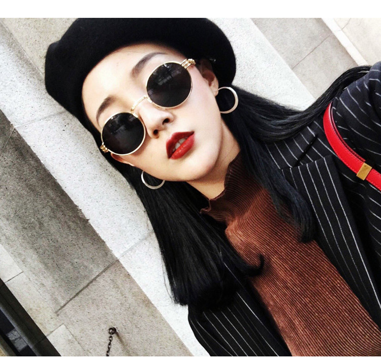 Phiên bản Hàn Quốc của xu hướng người dân retro hip hop net màu đỏ với kính râm gọng tròn kính râm nam tròn 8010 kính gm southside