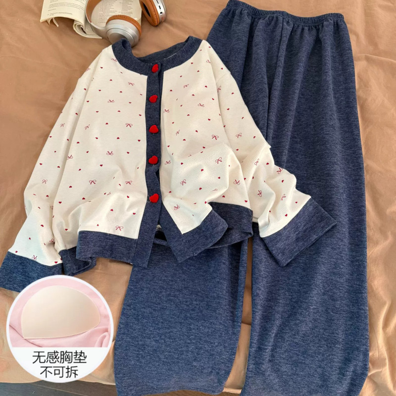 Japanese Gp Cashmere Wearable Pajamas for Women 2026 New Autumn Style with Chest Pads and Bow Tie Winter Loungewear Set Japanese Gp Cashmere Wearable Pajamas for Women 2026 New Autumn Style with Chest Pads and Bow Tie Winter Loungewear Set