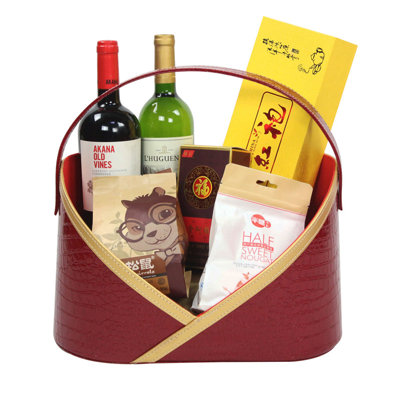 Upscale Spring Festival Lunar New Year goods basket Christmas lift basket Red Wine Basket Food Basket Valentine's Day Picket customizable