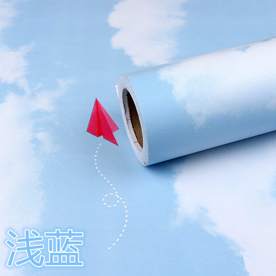 Blue sky and white clouds ceiling self-adhesive wallpaper sky roof wallpaper cartoon bedroom university dormitory children's room self-adhesive