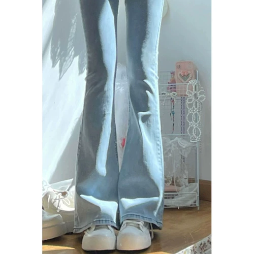 Синий мегафон, джинсы, весенние летние приталенные штаны, коллекция 2023, высокая талия, свободный прямой крой