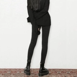 Черные флисовые джинсы с начесом, зимние удерживающие тепло штаны, высокая талия, в обтяжку