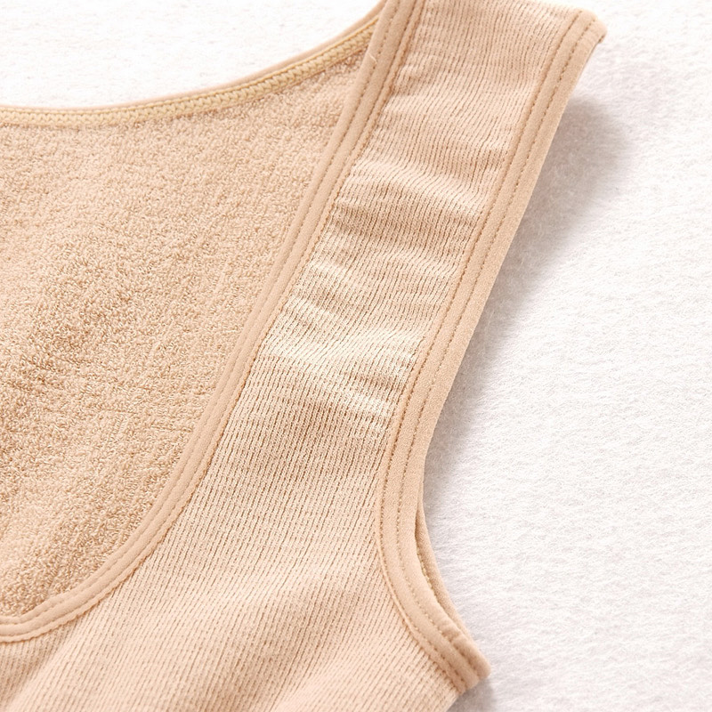 Mùa thu và mùa đông ấm áp vest nữ sling cộng với nhung dày tay áo đáy quần bó sát hỗ trợ ngực áo thịt màu nhiệt đồ lót áo lót nâng ngực