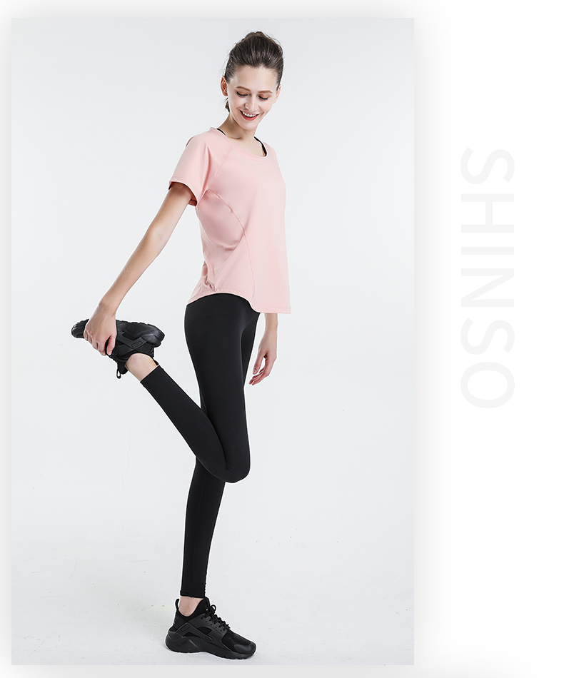 Quần short thể thao nữ tay lửng thoáng khí nhanh khô quần áo tập thể dục yoga chạy thun co giãn cao cổ tròn áo thun mùa hè - Áo phông thể thao áo ba lỗ thể thao