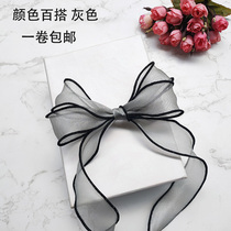 4cm coarse web with baking side yarn ribbon baking flowers decoration with DIY butterfly knot material gift box packing satin