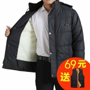 Áo khoác nam bằng nhung dày cho nam trung niên áo khoác cotton mùa đông Áo khoác cotton trung niên bố mùa thu và quần áo cotton mùa đông