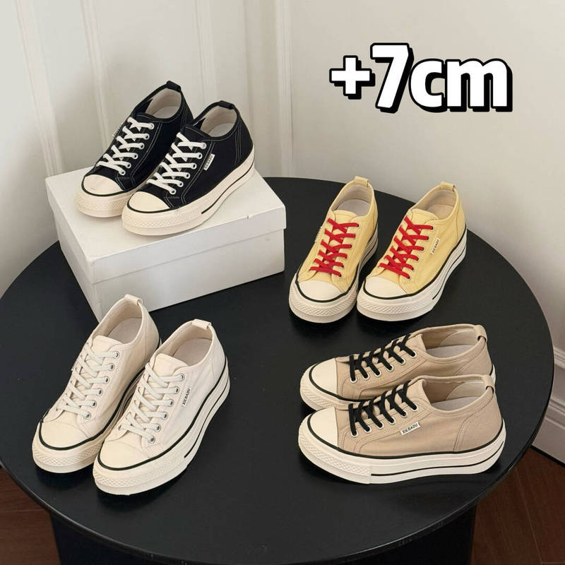 7cm Height-Increasing Canvas Shoes for Women, Summer Breathable Thick-Soled Slip-On Soft-Soled Lace-Free Casual Sneakers 7cm Height-Increasing Canvas Shoes for Women, Summer Breathable Thick-Soled Slip-On Soft-Soled Lace-Free Casual Sneakers