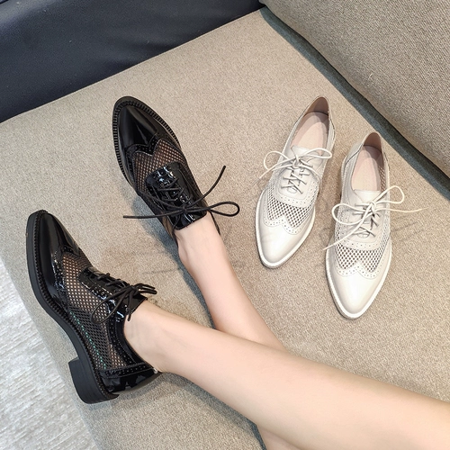 Дышащая летняя тонкая сетчатая обувь в английском стиле для кожаной обуви с заостренным носом, в британском стиле