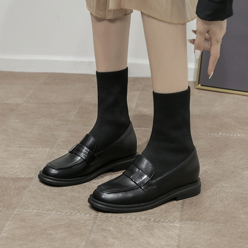 Martens, обувь для кожаной обуви в английском стиле, высокие универсальные демисезонные эластичные короткие сапоги, в британском стиле, из натуральной кожи