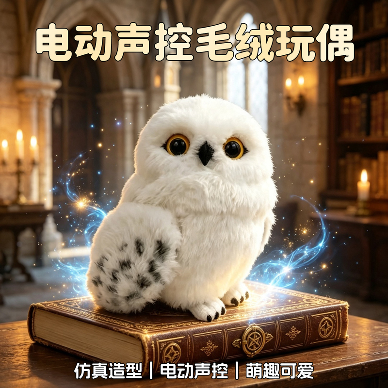 Beijing Universal Hyde Harry Weiyin Cinema Owl Station Shoulder Interactive Voice-Controlled Snowy Owl Potter Messenger Plush Toy