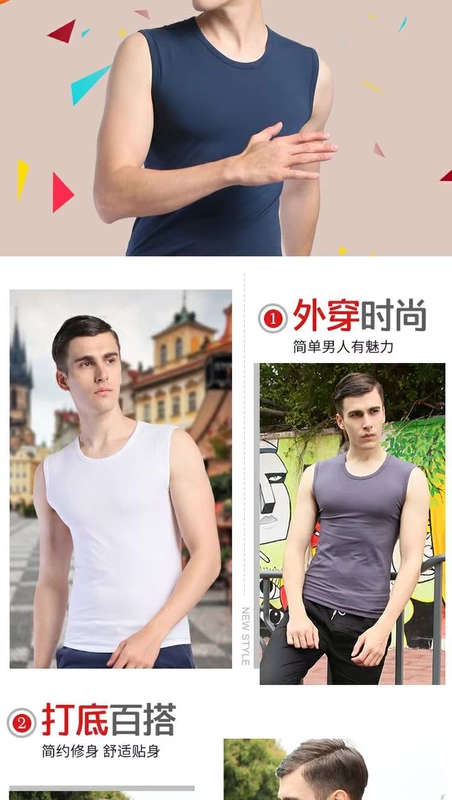 Áo vest nam cotton trẻ trung thoáng khí tay áo vest nam vest thể dục Slim mùa hè áo vest bó sát áo thun ba lỗ