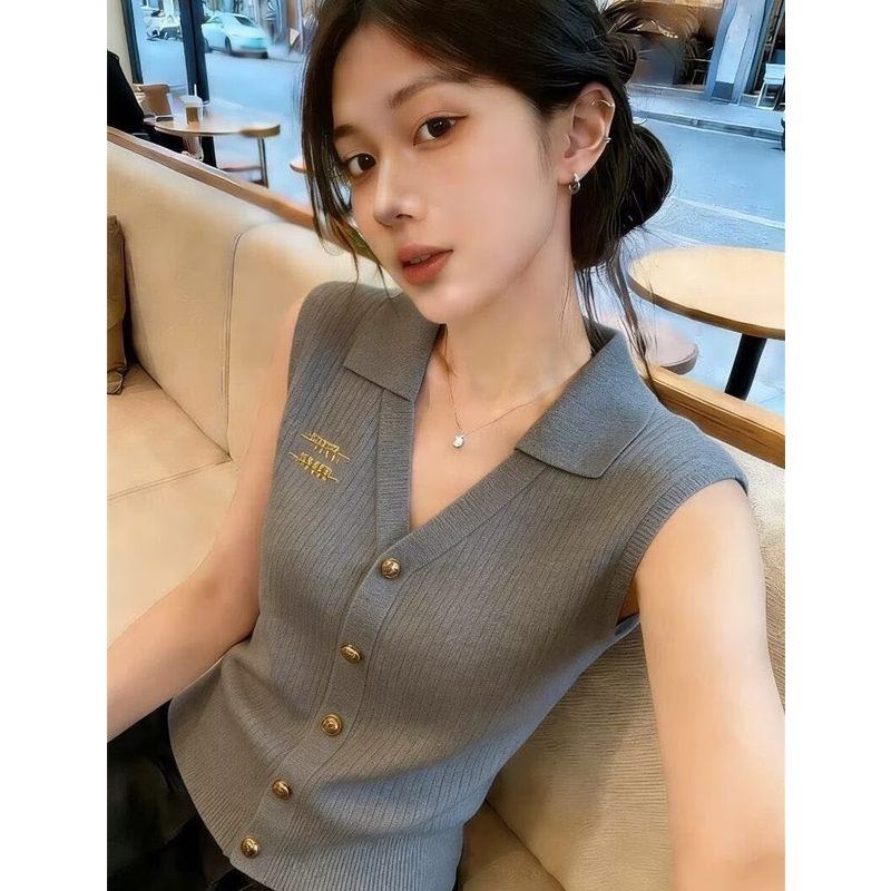 Authentic New 2026 Summer Korean-Style Embroidered Ice Silk Knit Vest with a High-End Feel, Sleeveless Top for Women Authentic New 2026 Summer Korean-Style Embroidered Ice Silk Knit Vest with a High-End Feel, Sleeveless Top for Women