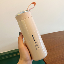 Portable stainless steel water cup simple high-end thermos cup male Lady Korean student straight drinking tea cup ins Wind