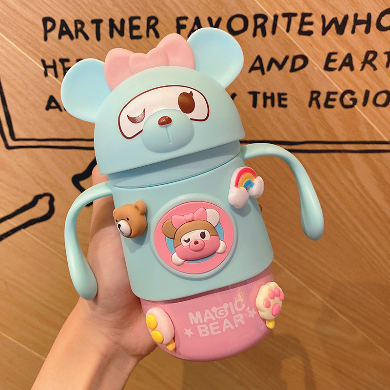 Kindergarten Baby Insulation Cup with straw Child water glasses Men and women Baby Anti-choking drinking cups can be loved for drinking bottles