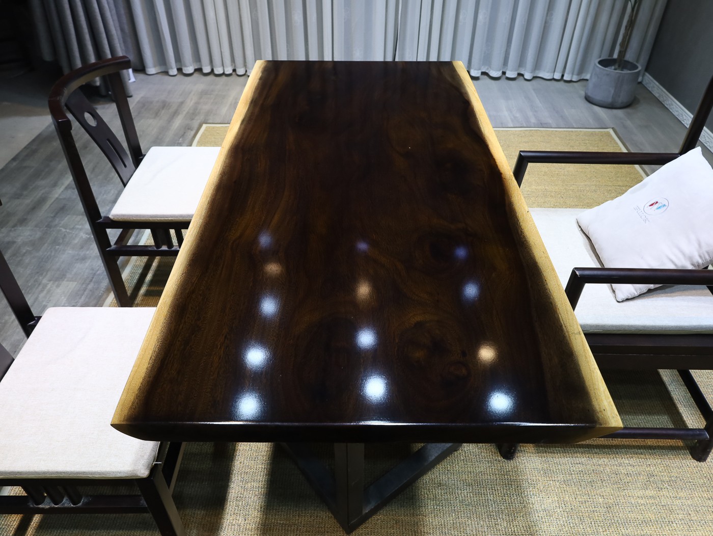 African ebony solid wood large board table 120-70-6 ebony official hat chair ebony half circle chair