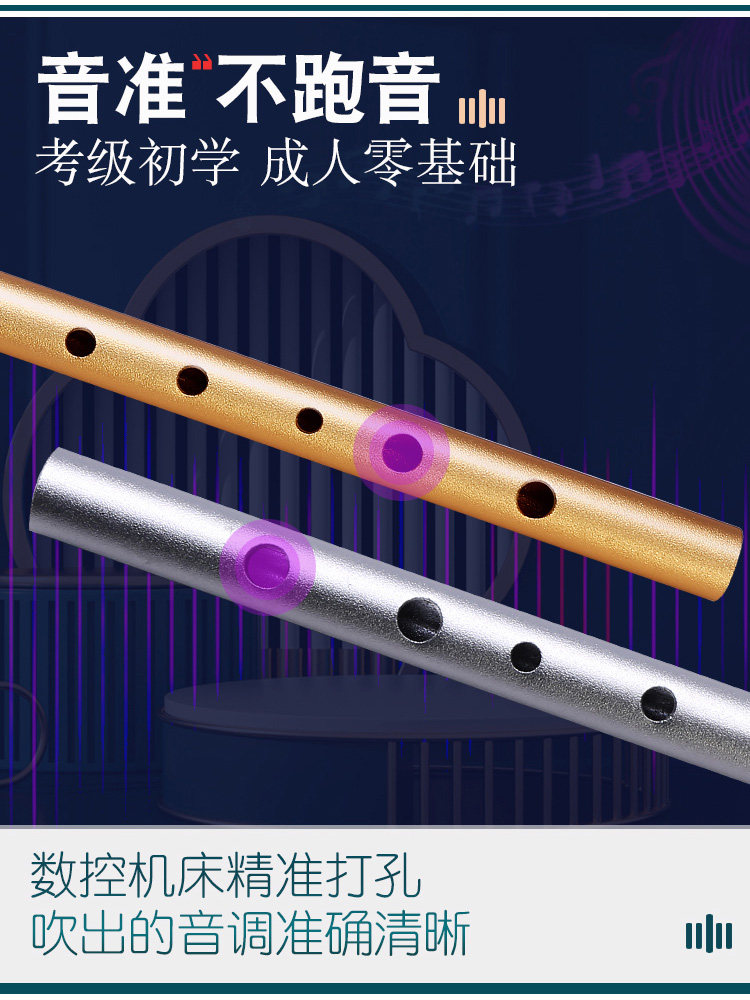 Irish Whistle for Beginners, Metal Whistle with 6 Holes, C/D Key, High-Pitched Metal Professional Straight Flute Instrument