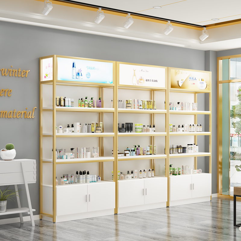 Cosmetics shelf display rack product display cabinet light luxury beauty salon skin care products display shelf container rack