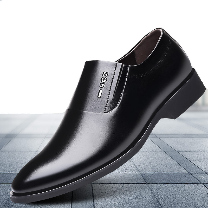 Leather shoes men's autumn and summer business inner heightened leather shoes men's British slip-on set-up formal dress hollow sandals