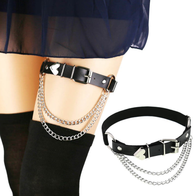 lolita Original Cebu Dark Ensemble Loretta Metal Chain Teenage Punk Gothic leg tied jk thigh ring Caring-Taobao