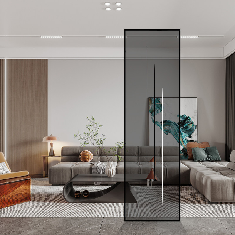 Minimalist light luxury glass screen partition wall living room decoration modern simple bedroom to block the entrance to the small apartment