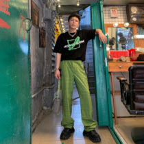 TTT homemade 21 summer new style green plaid pants fashion all-match men and women with the same loose casual trousers