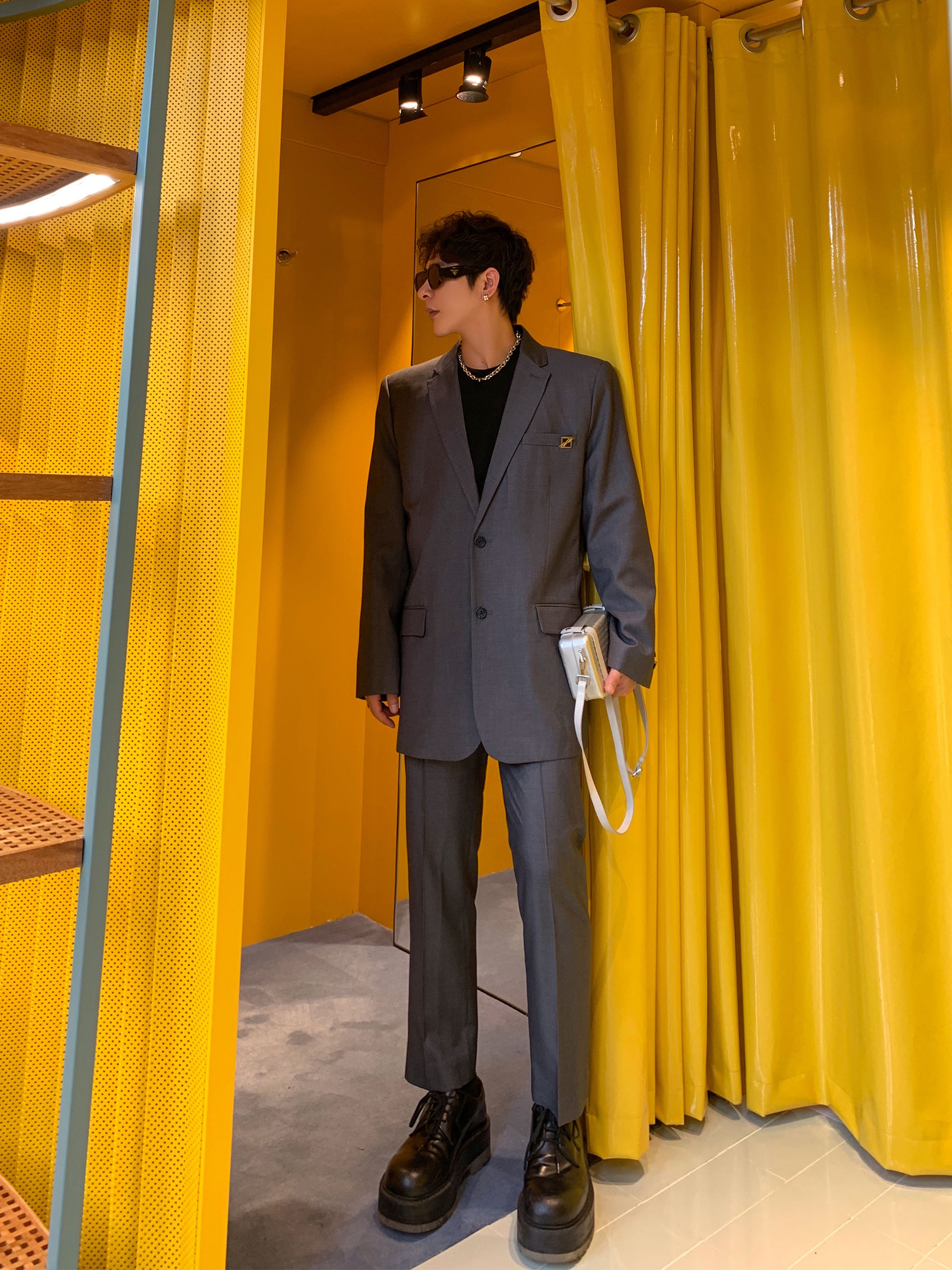 KKK WE11DONE suit 21 autumn new iron logo logo Korean version men's casual suit jacket