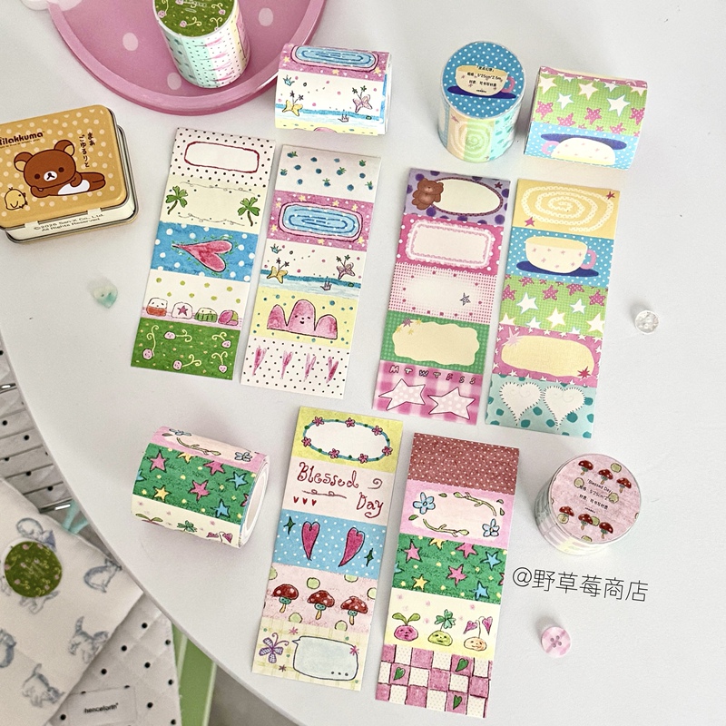 Tearable Sticky Note Roll, Salt-Themed, Cute and Childlike, Magical Garden, Polka Dot Fantasy, Writable, Wild Strawberry Store, Planner