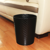 Janeouya Riveting point plaid leather office waste basket Living room storage kitchen bedroom trash can Household 8L