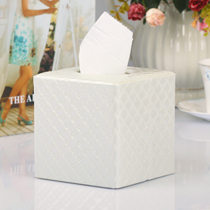Janeouya riveting dot grid leather wooden tissue box European style paper roll box creative fashion roll paper tube