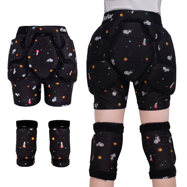 Kufeng children's ski protective gear hip and knee pads complete set