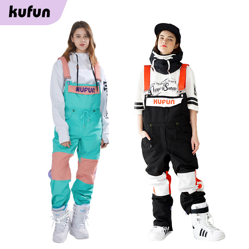 Cool peak new ski pants suspenders pants men and women single board double board conjoined snow suit suit loose thickened waterproof