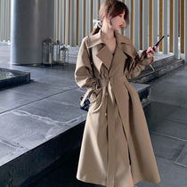 2022 Spring fall new Korean version collection waist display slim Inn Wind card with a long casual jacket in its color windy woman