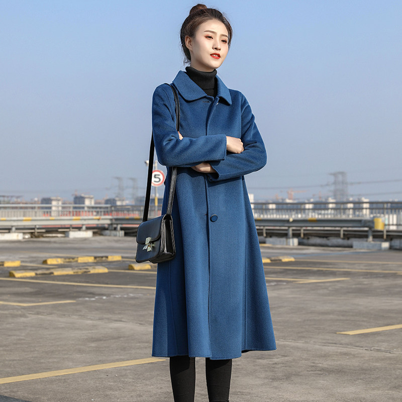 Double face cashmere Grand coat Women's medium long version 2021 autumn Winter new Korean version with a small fur jacket