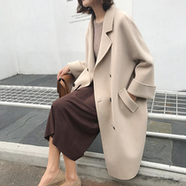 High-end double-sided cashmere coat Womens Mid-length 2021 New loose beige double-breasted woolen jacket
