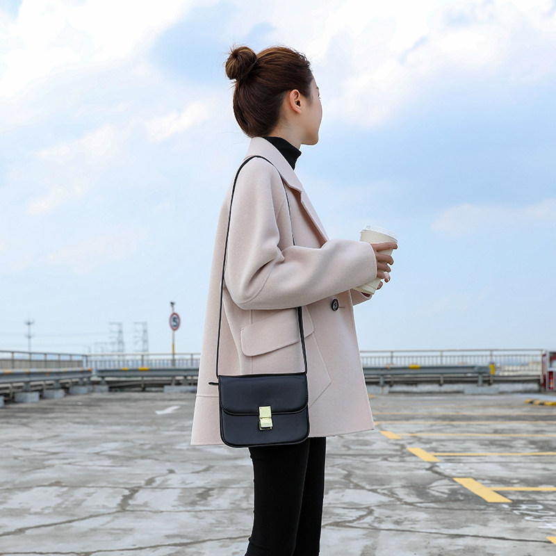 Double face cashmere big coat woman short style suit 2021 fall new popular Korean version small sub loose fur coat