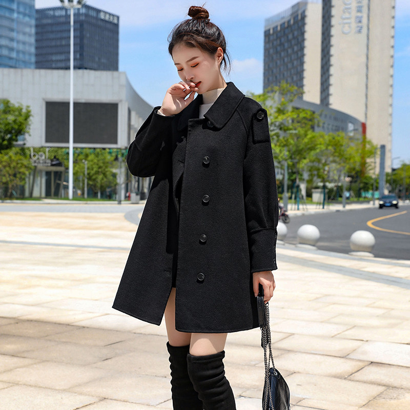 Double face cashmere dresses woman with long version of Nicson 2021 The new autumn and winter Korean version Herbenwind fur coats