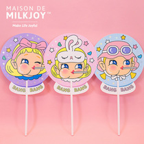 Personality cartoon children crystal ball fan summer cool PVC fan long handle lollipop girl fan