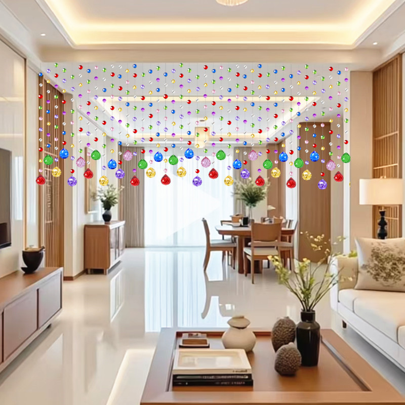 New Crystal Bead Curtain for Living Room Partition, Luxurious Bedroom Door Curtain, Trendy Wedding Bead Curtain, No-Drill Decorative Hanging Curtain New Crystal Bead Curtain for Living Room Partition, Luxurious Bedroom Door Curtain, Trendy Wedding Bead Curtain, No-Drill Decorative Hanging Curtain