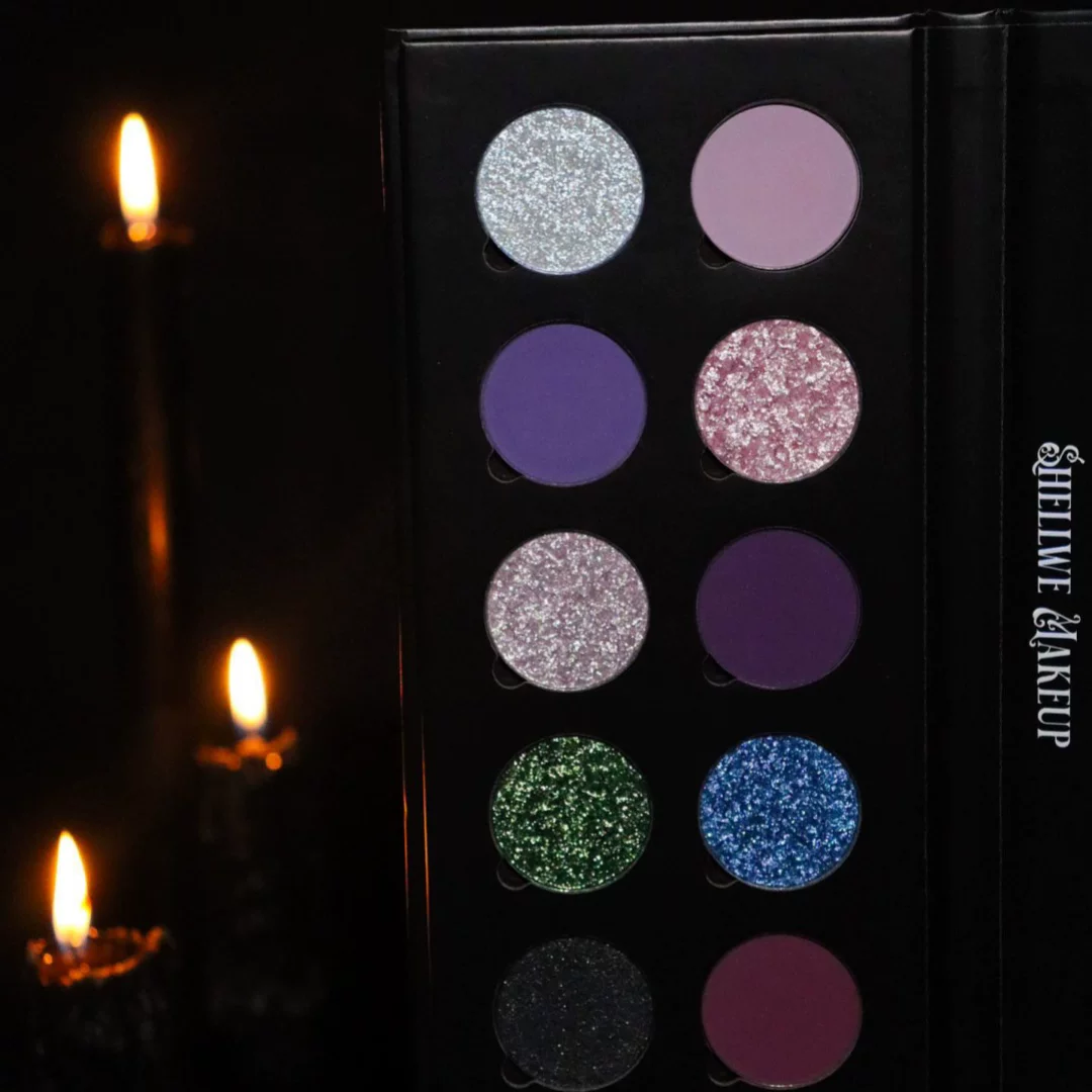 Порошок для макияжа Shellwe матовый вспышка цвет, цвет dragon ten color fog, галка, туман с палитрой теней для век