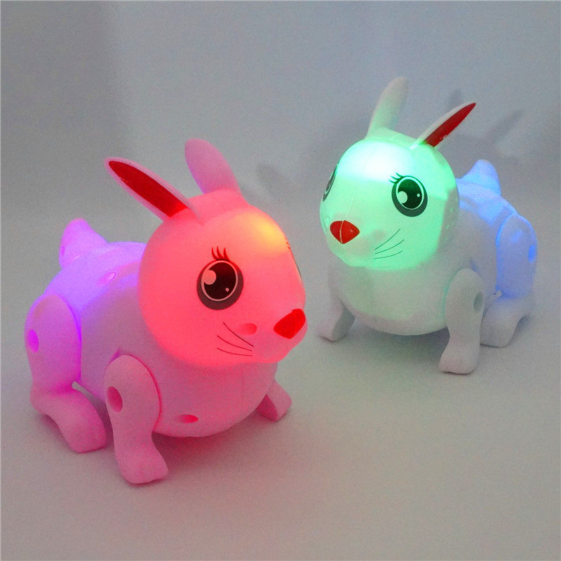 Baby toys with sound, jumping, walking, electric with lights, music, little white rabbit, baby children's puzzle