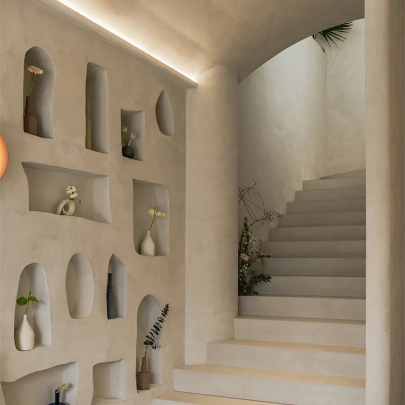 Micro-cement art wall paint floor paint cement paint background wall Spanish wabi-sabi wind wall and ground integrated paint