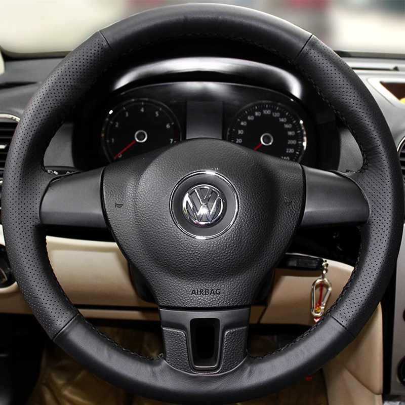 Golf 6 steering wheel cover hand stitched leather 13 Lavida Sagittarius POLO Bora Santana Tiguan Passat