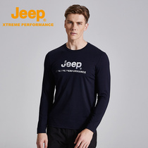 Jeep flagship store official Jeep mens thick long-sleeved t-shirt round neck bottoming shirt Young and middle-aged autumn and winter sweater