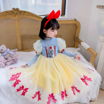 Autumn and winter girls one-piece princess dress little girl mesh tutu skirt child Snow White Aisha dress skirt
