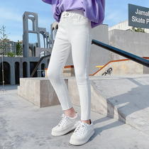 Anti-mosquito pants girls summer thin section 2021 new childrens tencel jeans loose casual childrens pants tide