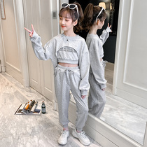 Girls ins net red suit spring 2021 new Korean version of the foreign style childrens middle and large childrens spring and autumn domineering three-piece set