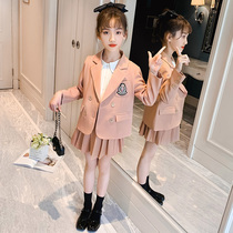 Girls suit suit autumn 2021 new net red childrens spring and autumn foreign style original short skirt college two-piece set